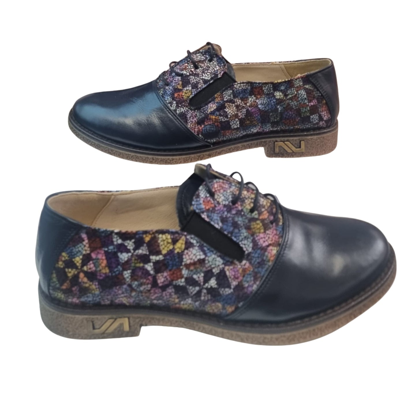 Pantofi casual damă din piele naturală bleumarin cu șiret – model clasic