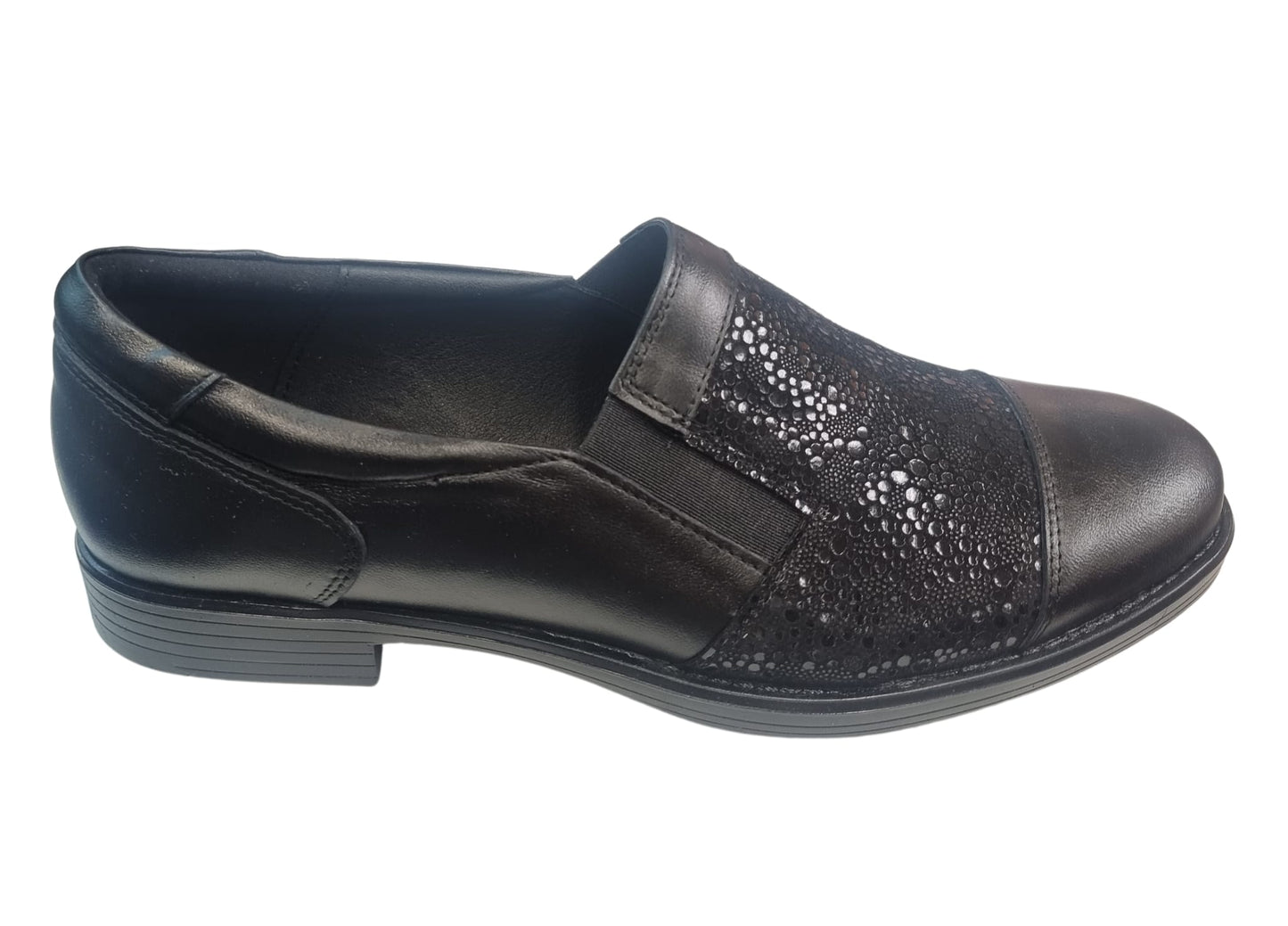 Pantofi casual damă din piele naturală neagră – model clasic cu șiret