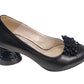 Pantofi Eleganți Din Piele Neagră cu Aplicație și Toc Sculptural – 5.5 cm