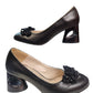 Pantofi Eleganți Din Piele Neagră cu Aplicație și Toc Sculptural – 5.5 cm