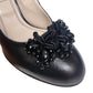 Pantofi Eleganți Din Piele Neagră cu Aplicație și Toc Sculptural – 5.5 cm