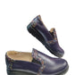Pantofi slip-on damă din piele bleumarin cu detalii mozaic și talpă confort