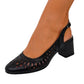 Pantofi decupați din piele naturală cu baretă – negru, toc gros 5 cm