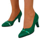 Pantofi Verzi din Piele Naturală cu Toc de 7 cm și Detaliu Imprimeu – Eleganță Vibrantă
