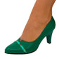 Pantofi Verzi din Piele Naturală cu Toc de 7 cm și Detaliu Imprimeu – Eleganță Vibrantă
