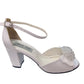 Sandale albe cu toc gros și decor perlă – Piele naturală – Elegant Nimar Prod