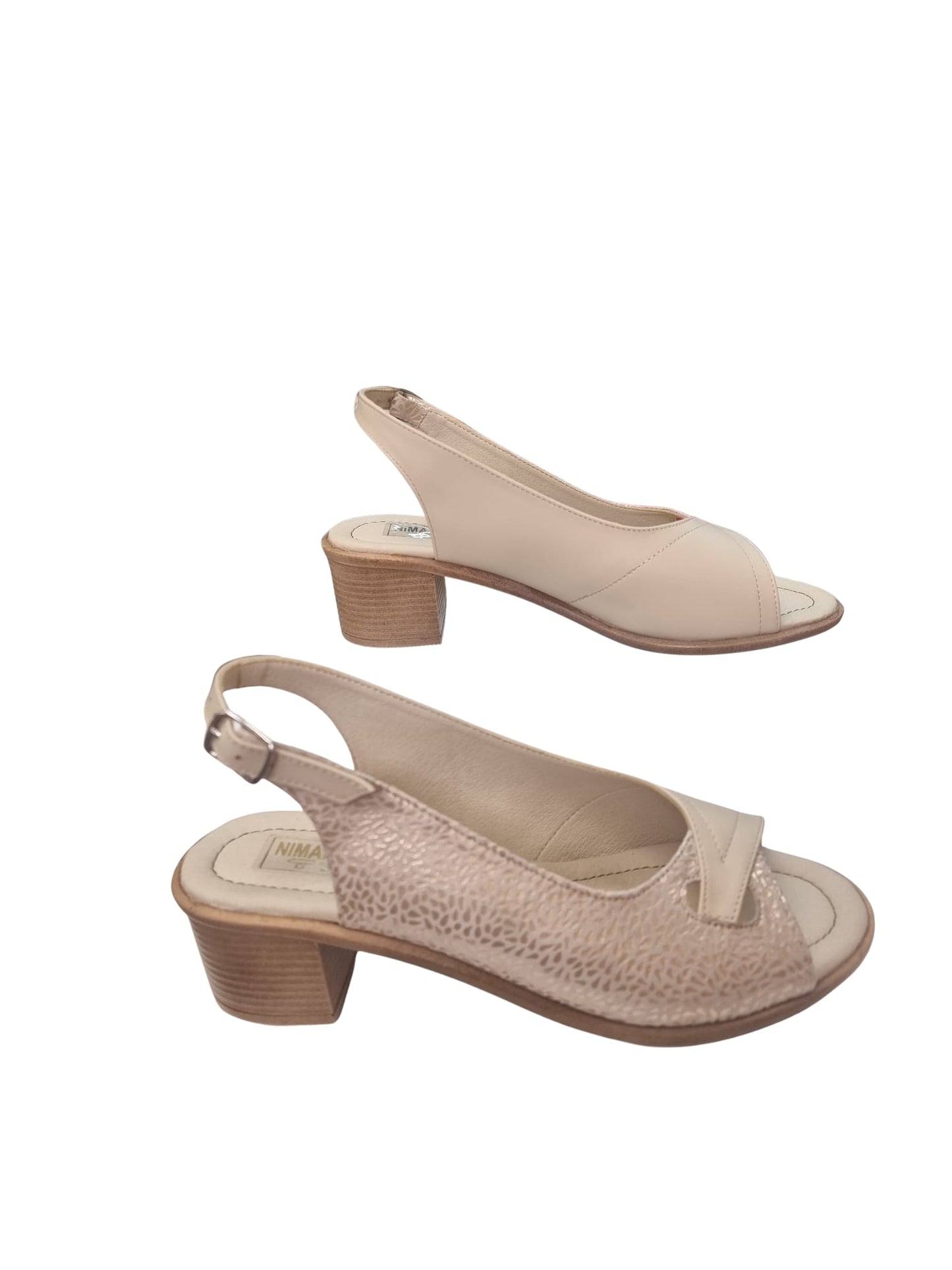 Sandale bej din piele naturală cu toc gros 4 cm – Eleganță și confort Nimar
