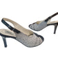 Sandale elegante din piele naturală, alb-negru, toc subțire 7 cm – design geometric