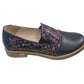 Pantofi Casual Bleumarin din Piele Naturală cu Imprimeu Geometric – Talpă Joasă, Ultra Comozi