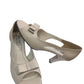 Pantofi eleganți crem cu toc de 7 cm și fundiță decorativă – decupaj lateral rafinat