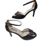 Sandale negre elegante cu toc de 7 cm și baretă subțire – decor glam cu pietre
