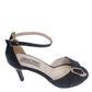 Sandale negre elegante cu toc de 7 cm și baretă subțire – decor glam cu pietre
