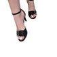 Sandale negre elegante cu toc de 7 cm și baretă subțire – decor glam cu pietre