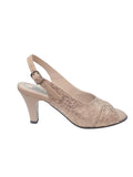 Sandale elegante nude cu toc de 7 cm și imprimeu texturat – model slingback rafinat