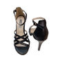 Sandale negre elegante cu barete încrucișate și toc de 9 cm – design glam și rafinat
