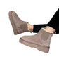 Ghete damă taupe din piele întoarsă cu blană și talpă groasă – 3/4 cm