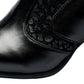 Botine Dama Piele Naturală Negre – Toc Subțire 7 cm, Model Elegant cu Detalii Decorative