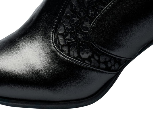 Botine Dama Piele Naturală Negre – Toc Subțire 7 cm, Model Elegant cu Detalii Decorative