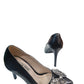 Pantofi eleganți din piele neagră cu fundiță strălucitoare și toc de 9 cm