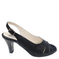 Sandale elegante negre din piele naturală, toc gros 7 cm – model cu sclipici discret