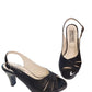 Sandale elegante negre din piele naturală, toc gros 7 cm – model cu sclipici discret