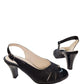 Sandale elegante negre din piele naturală, toc gros 7 cm – model cu sclipici discret