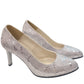 Pantofi eleganți din piele argintii, efect perlat & model reptilă – toc 7 cm (34–41)