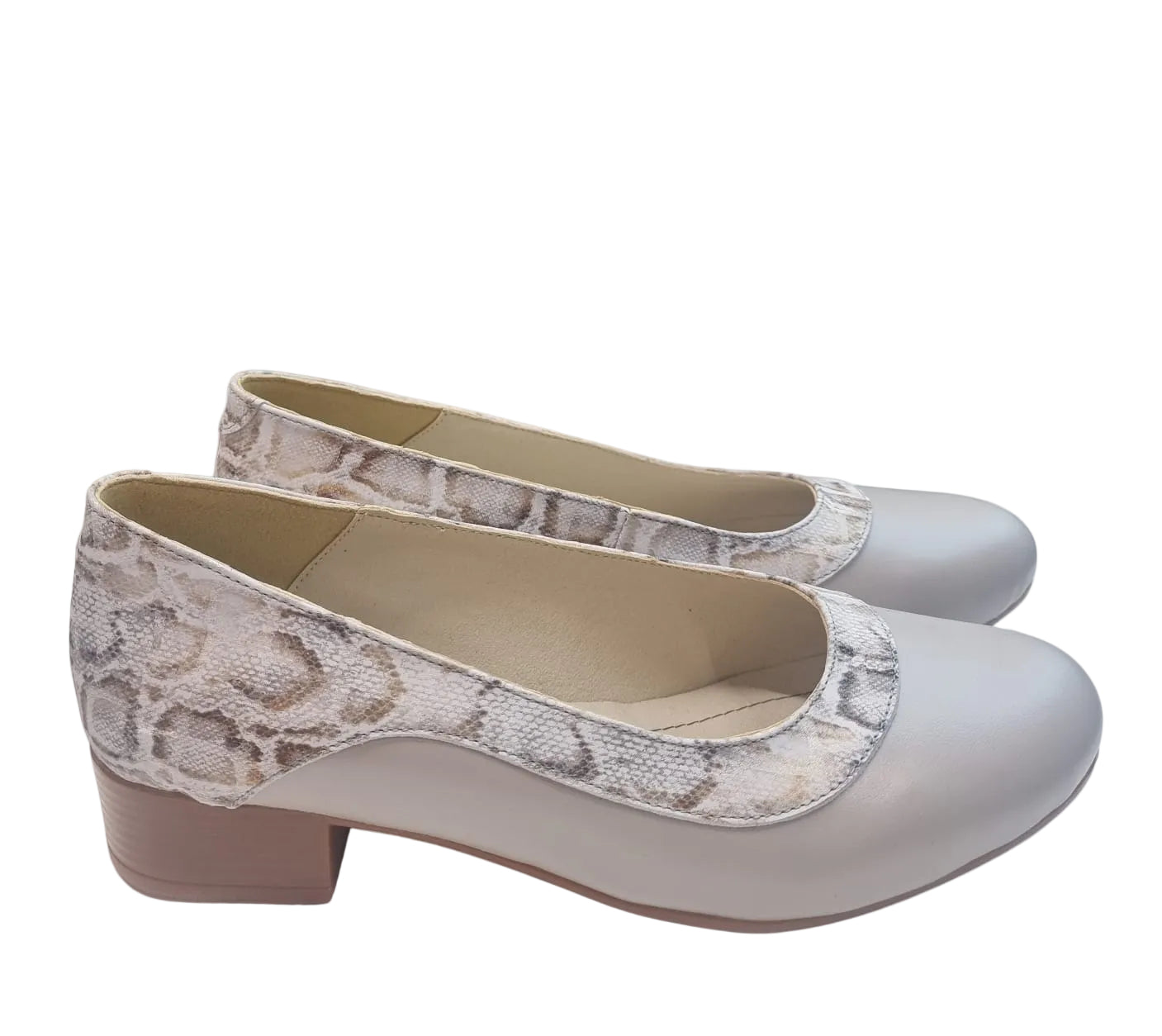 Pantofi damă gri cu toc mic, comozi, eleganți – Cod 234 | PantofiNimar