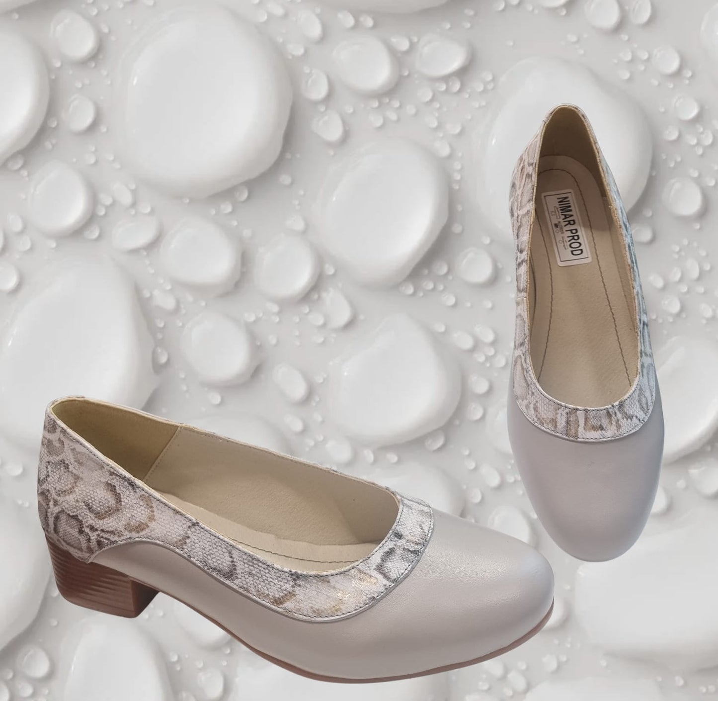 Pantofi damă gri cu toc mic, comozi, eleganți – Cod 234 | PantofiNimar