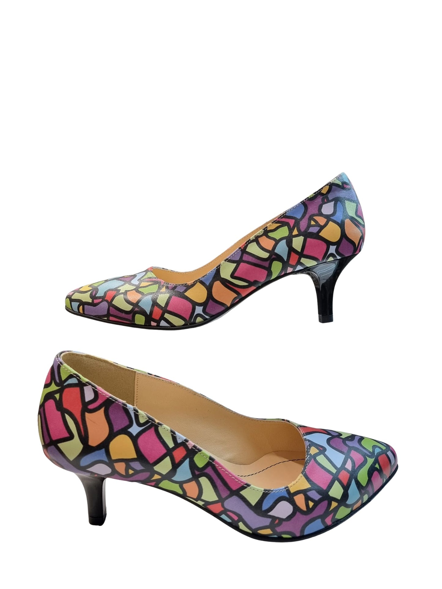 Pantofi eleganți damă multicolori, vârf ascuțit, toc 5 cm – Cod 316 | PantofiNimar
