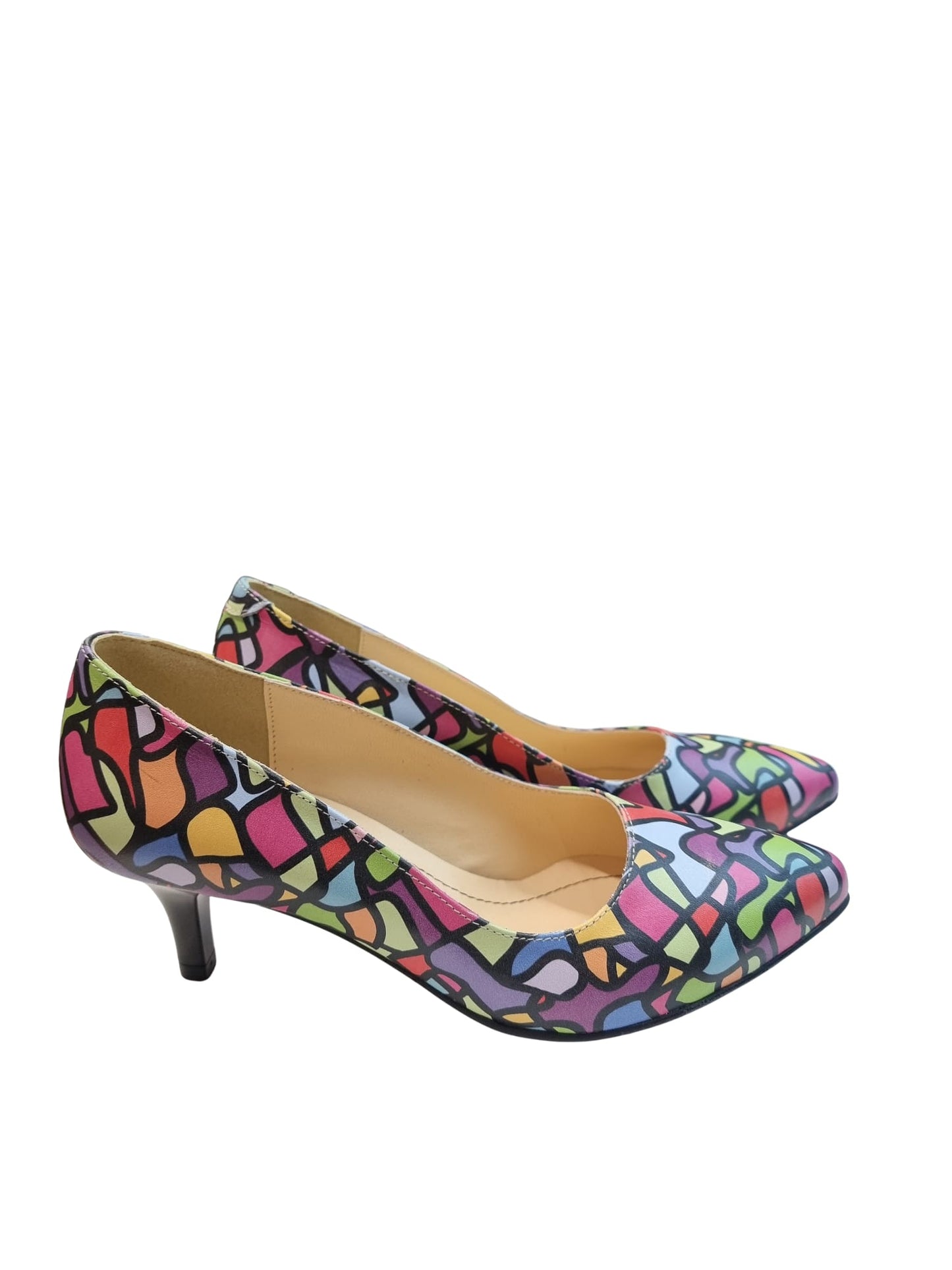 Pantofi eleganți damă multicolori, vârf ascuțit, toc 5 cm – Cod 316 | PantofiNimar