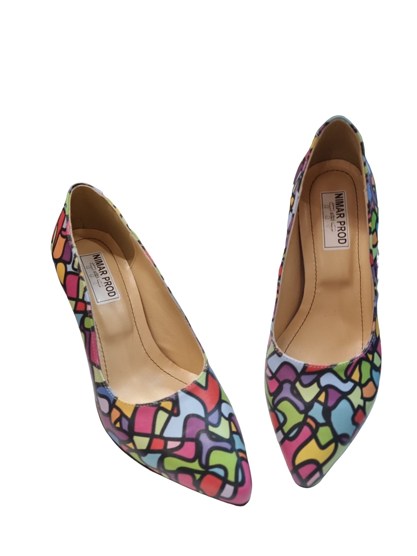 Pantofi eleganți damă multicolori, vârf ascuțit, toc 5 cm – Cod 316 | PantofiNimar