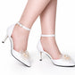 Sandale elegante damă albe cu bareta, toc 7 cm – Cod 806 | PantofiNimar