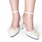 Sandale elegante damă albe cu bareta, toc 7 cm – Cod 806 | PantofiNimar